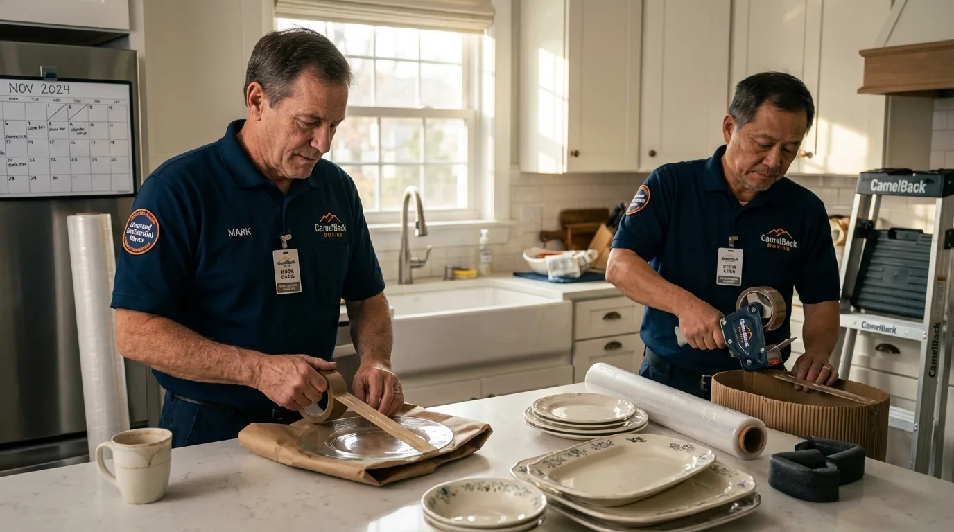 Professional crew packing kitchen dishware in Hidalgo, TX